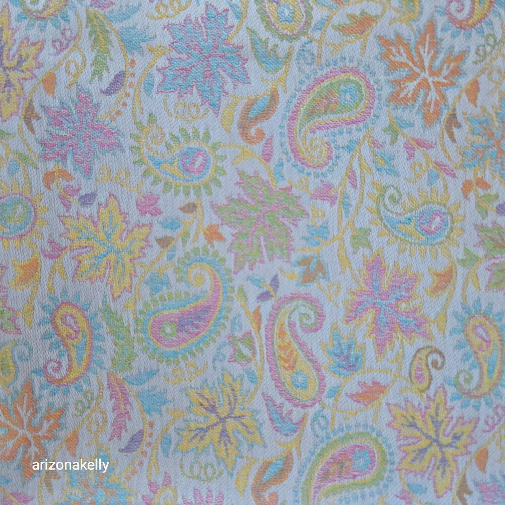 NWT Silk Modal Scarf Stole Wrap Pastel Paisley Leaves - Picture 15 of 16